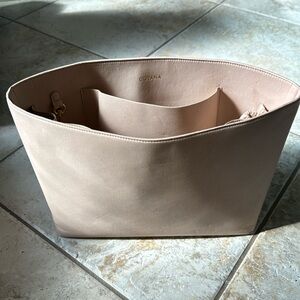 Cuyana large tan leather bag organizer insert